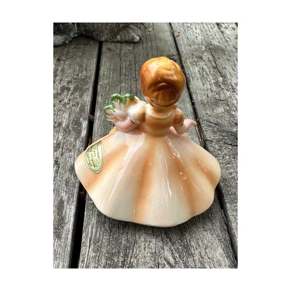 Vtg Josef Originals Figurine - November - Topaz - Girl in Peach Dress With Cryst - Picture 3 of 6